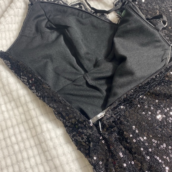 WILD FABLE Sequin Slip dress BLACK color spaghetti straps Size M - Picture 11 of 16